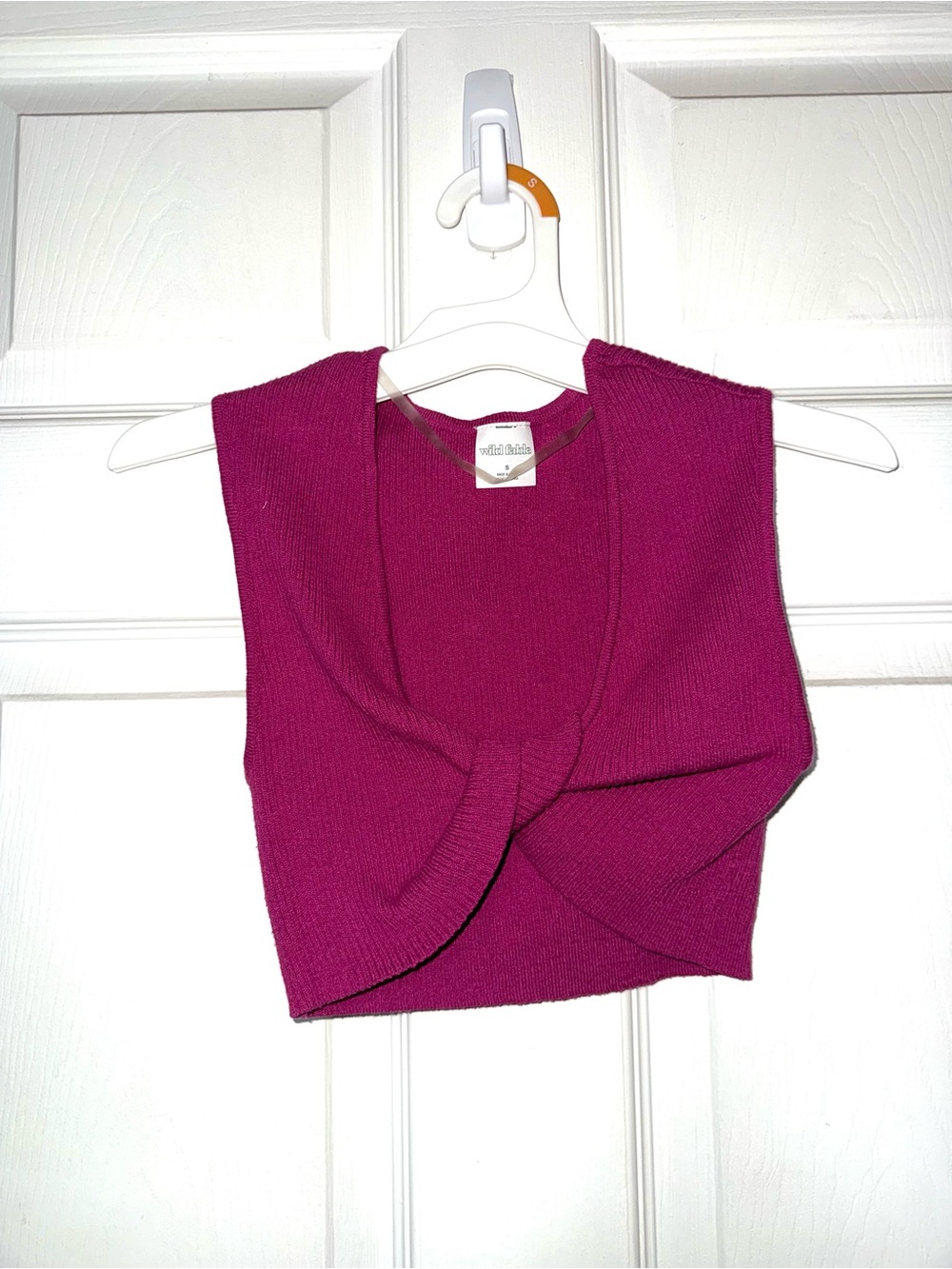 Deep Magenta Knit Twist Front Crop Top